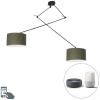 Smart hanglamp zwart met kap 35 cm groen incl. 2 Wifi A60 - Blitz