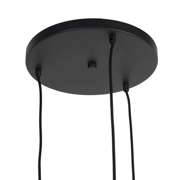 Smart hanglamp zwart met smoke glas 3-lichts incl. Wifi st64 - pallon