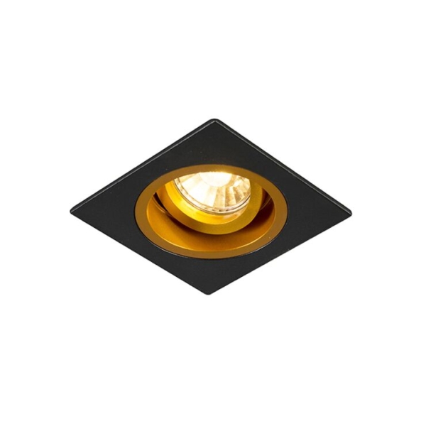 Smart inbouwspot zwart met goud vierkant incl. Wifi gu10 - chuck