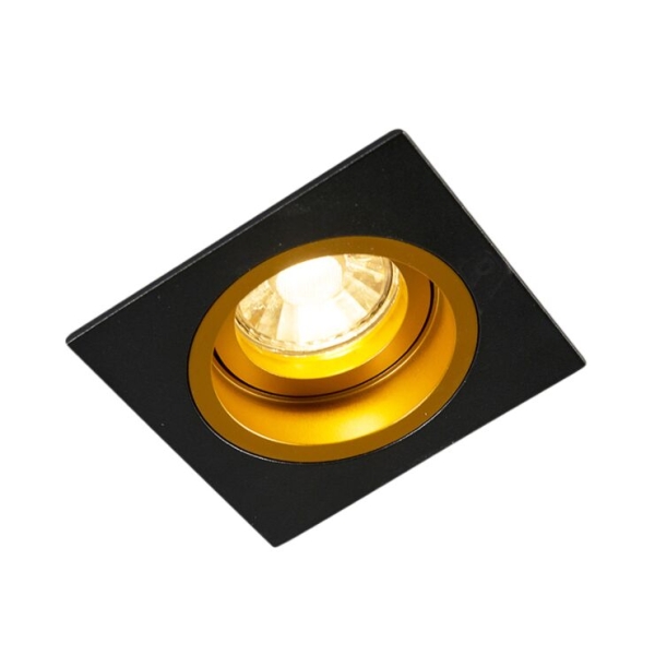 Smart inbouwspot zwart met goud vierkant incl. Wifi gu10 - chuck