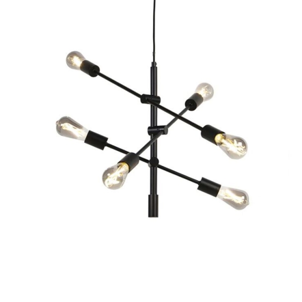 Smart industriële hanglamp zwart incl. 6 wifi st64 - sydney