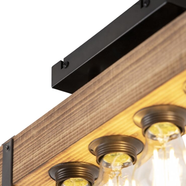 Smart industriële plafondlamp hout met staal incl. 4 wifi a60 - reena