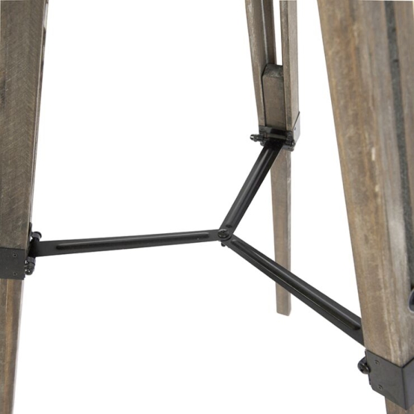Smart industriële tripod vloerlamp hout met grijs incl. Wifi a60 - laos