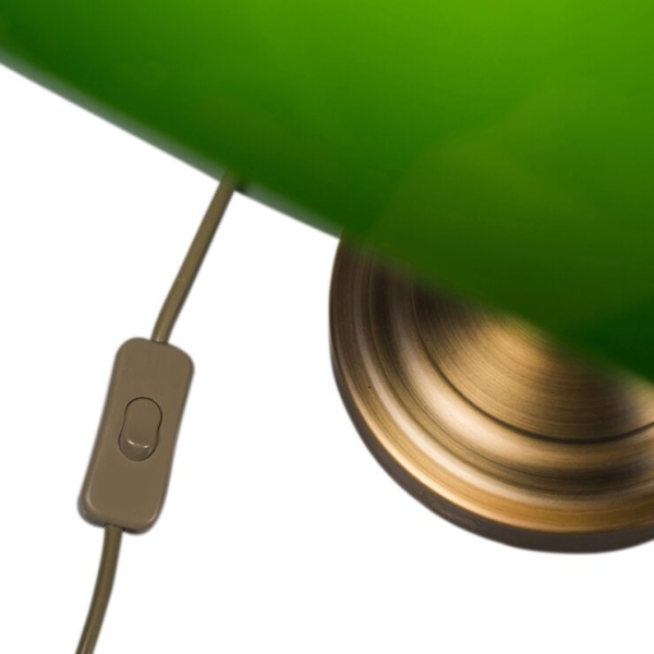 Smart klassieke tafellamp brons met groen glas incl. Wifi a60 - banker