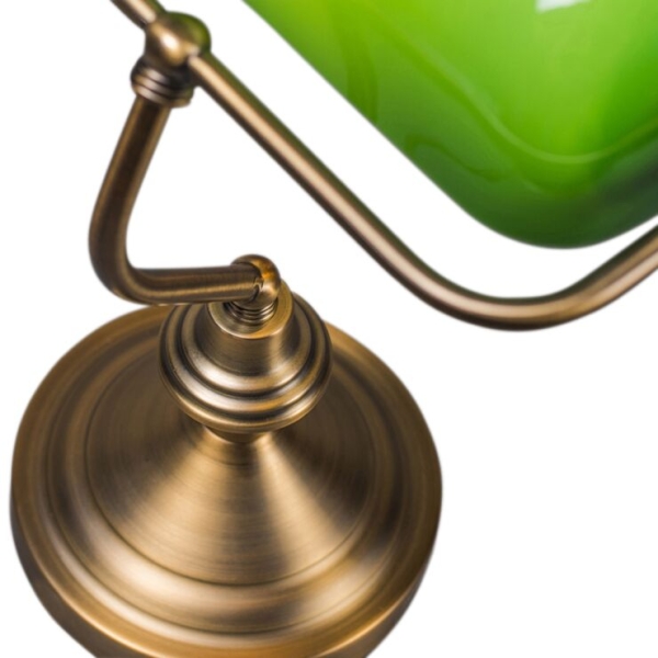 Smart klassieke tafellamp brons met groen glas incl. Wifi a60 - banker