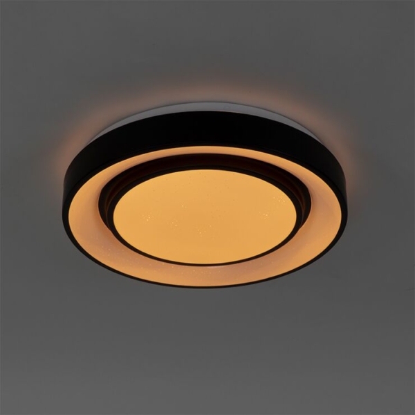 Smart moderne plafondlamp zwart 38 cm incl. Led en rgb - jochie