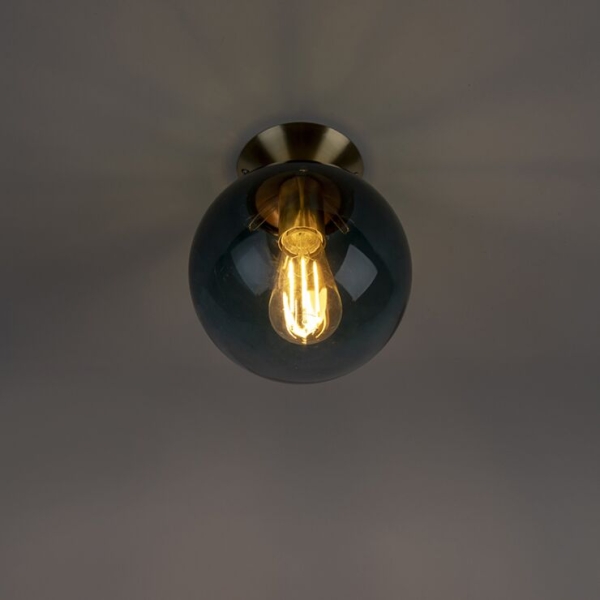 Smart plafondlamp messing met oceaanblauw glas incl. Wifi st64 - pallon
