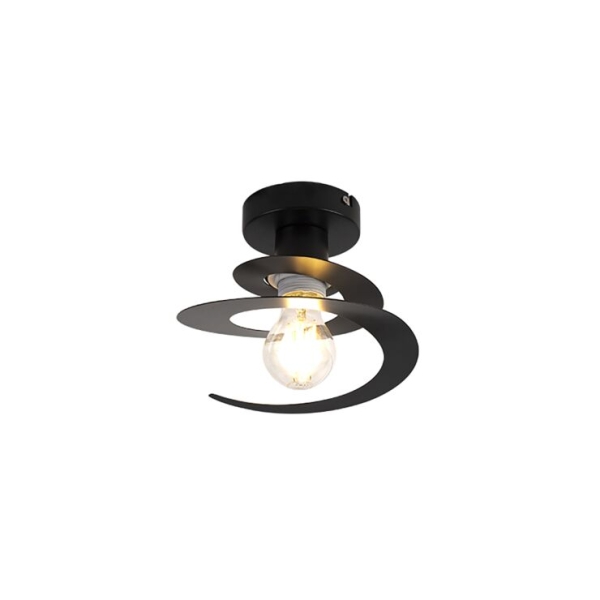 Smart plafondlamp met spiraal kap zwart incl. Wifi a60 - scroll