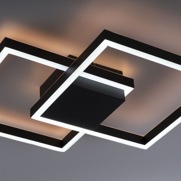 Smart plafondlamp zwart vierkant met afstandsbediening - caiden