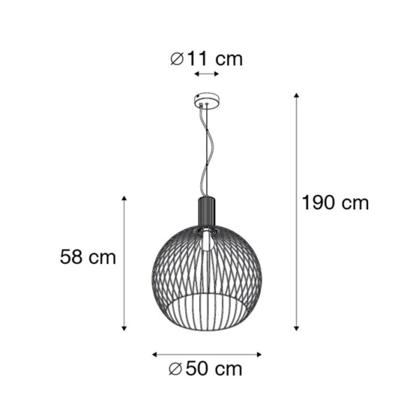 Smart ronde hanglamp zwart 50 cm incl. Wifi g95 - dos