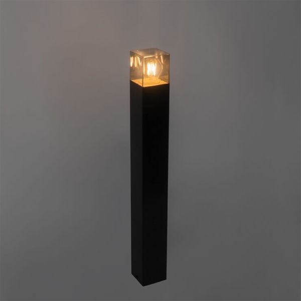 Staande buitenlamp zwart 70 cm ip44 met smoke glass - denmark