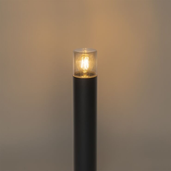 Staande buitenlamp zwart met smoke kap 50 cm - odense