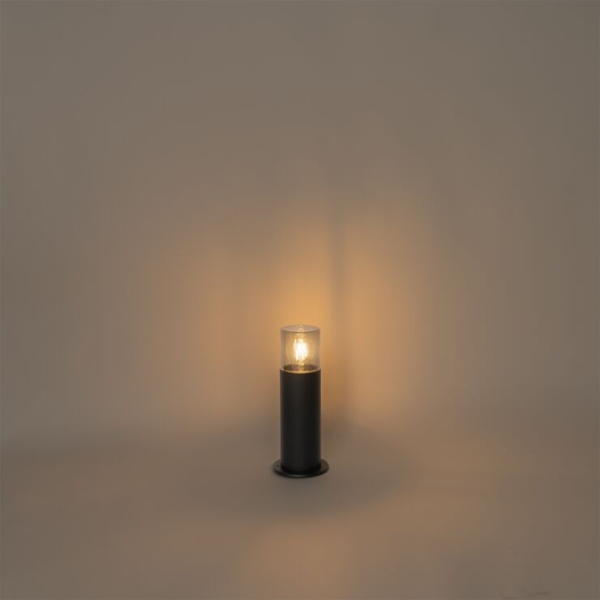 Staande buitenlamp zwart met smoke kap 30 cm ip44 - odense