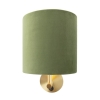 Strakke wandlamp goud met groene velours kap - matt