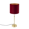 Tafellamp goud/messing met velours kap rood 25 cm - Parte
