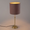 Tafellamp goud/messing met velours kap roze 25 cm - parte