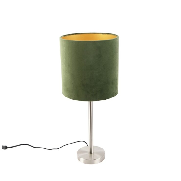 Tafellamp staal met groene kap 25 cm - simplo