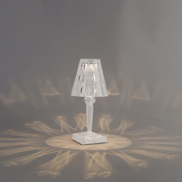 Tafellamp transparant incl. Led ip54 oplaadbaar - crystal