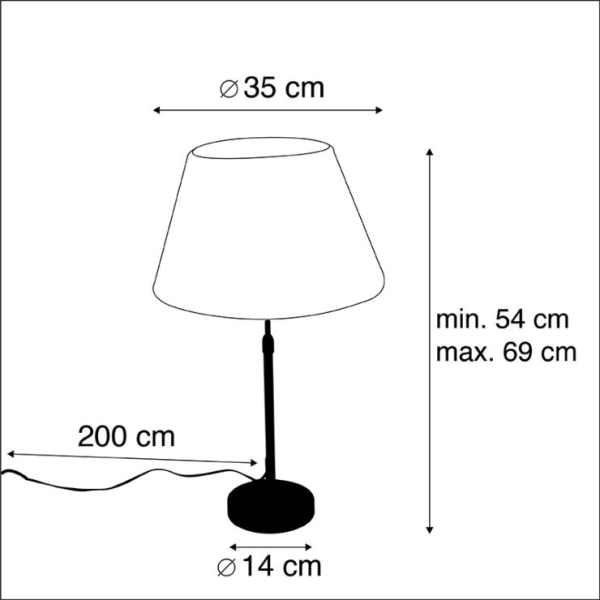 Tafellamp zwart met plisse kap crème 35 cm verstelbaar - parte