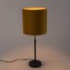 Tafellamp zwart met velours kap geel met goud 25 cm - parte