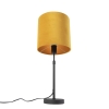 Tafellamp zwart met velours kap geel met goud 25 cm - parte