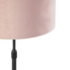 Tafellamp zwart met velours kap roze met goud 25 cm - parte