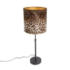 Tafellamp zwart velours kap luipaard dessin 25 cm - Parte