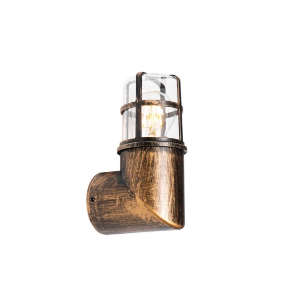 Vintage buiten wandlamp antiek goud ip54 - kiki