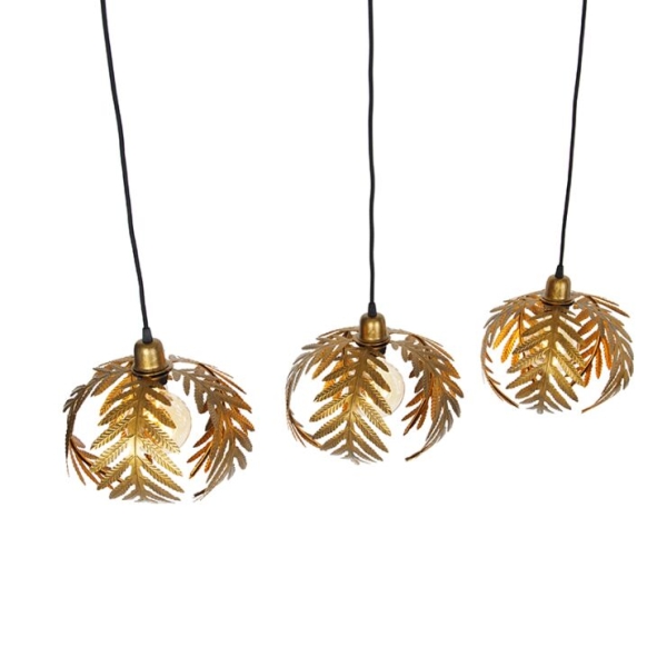 Vintage hanglamp goud langwerpig 3-lichts - botanica