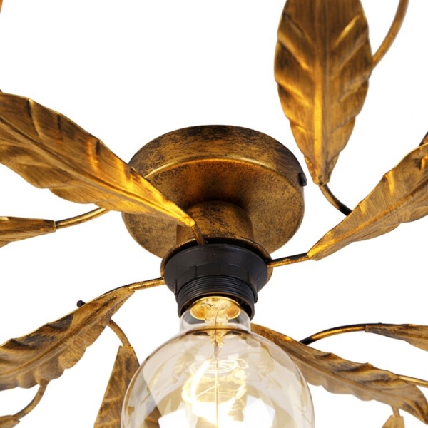 Vintage plafondlamp antiek goud - linden