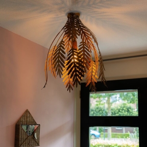 Vintage plafondlamp goud 45 cm langwerpig - botanica