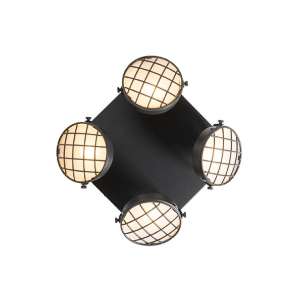 Vintage spot zwart vierkant 4-lichts - tamina