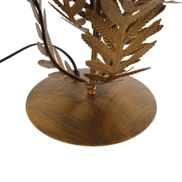 Vintage tafellamp goud 33 cm met kap brons 35 cm - botanica