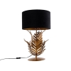 Vintage tafellamp goud 33 cm met velours kap zwart 35 cm - botanica