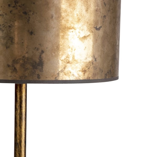 Vintage vloerlamp goud met oud brons kap 40 cm - simplo
