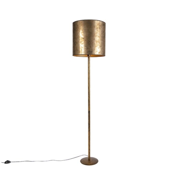 Vintage vloerlamp goud met oud brons kap 40 cm - simplo