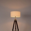 Vintage vloerlamp messing met kap wit 50 cm tripod - cortin