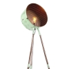 Vintage vloerlamp op bamboo driepoot groen met koper barrel 14