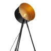 Vintage vloerlamp op bamboo driepoot zwart met goud - barrel