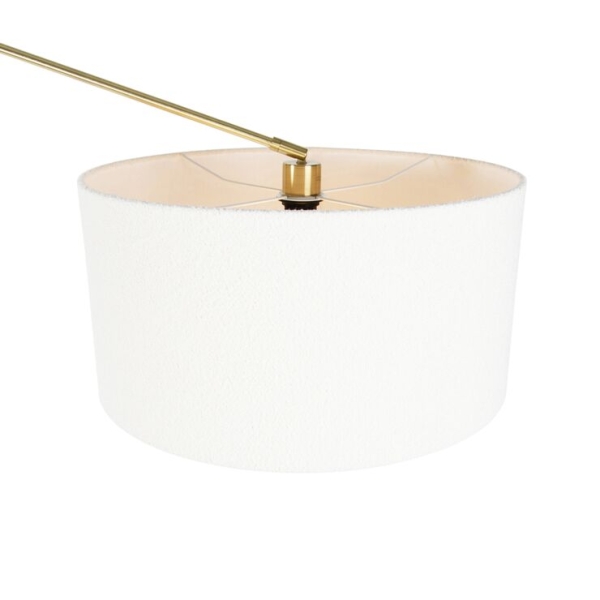 Vloerlamp goud met boucle kap wit 50 cm verstelbaar - editor
