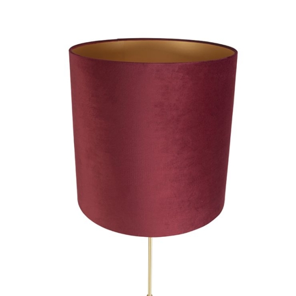 Vloerlamp goud/messing met velours kap rood 40/40 cm - parte
