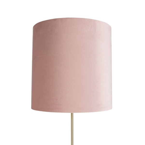 Vloerlamp goud/messing met velours kap roze 40/40 cm - parte