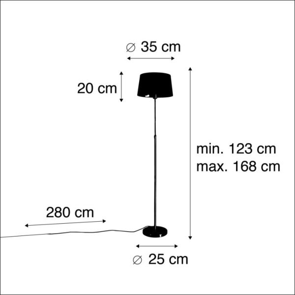 Vloerlamp goud/messing met zwarte kap 35 cm verstelbaar - parte