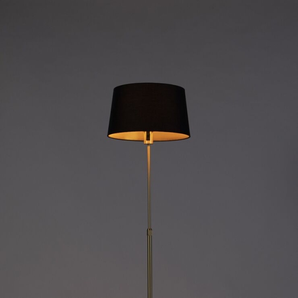 Vloerlamp goud/messing met zwarte kap 35 cm verstelbaar - parte
