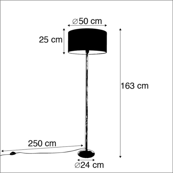 Vloerlamp grijs met zwarte kap 50 cm - simplo