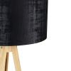 Vloerlamp hout met stoffen kap zwart 50 cm - tripod classic