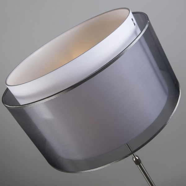 Vloerlamp staal met zwart/witte kap 45 cm verstelbaar - parte