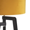 Vloerlamp tripod zwart met gele kap en goud 50 cm - puros
