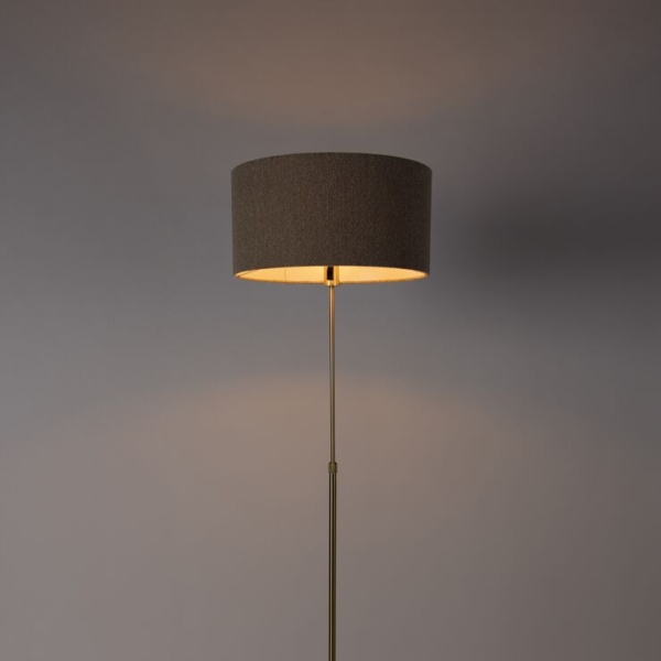 Vloerlamp verstelbaar goud met boucle kap taupe 50 cm - parte