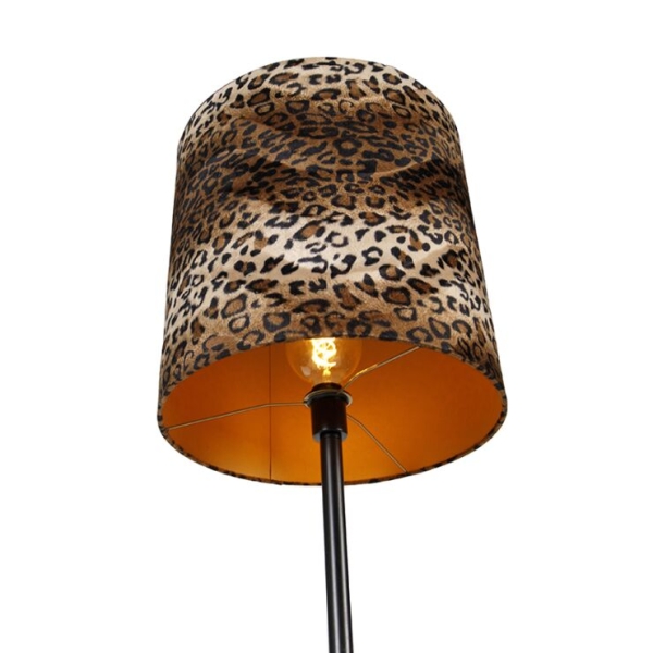 Vloerlamp zwart kap luipaard dessin 40 cm - simplo